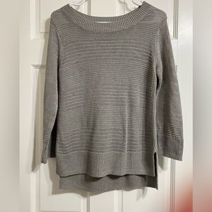 NWOT Tahari Women's Size S Gray 100% Linen Sweater Pullover 3/4 Sleeves